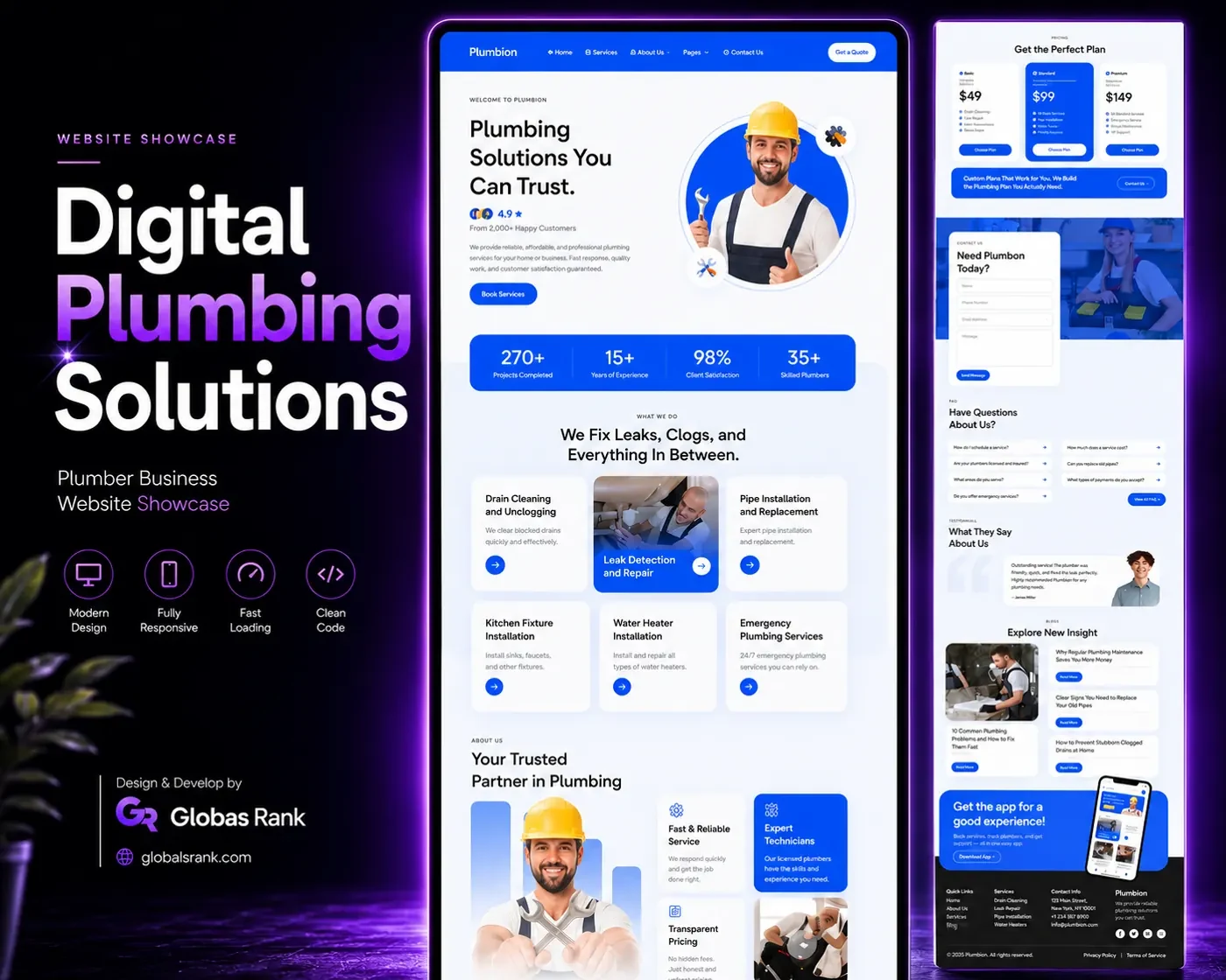 Plumbing Services Website website design showcase