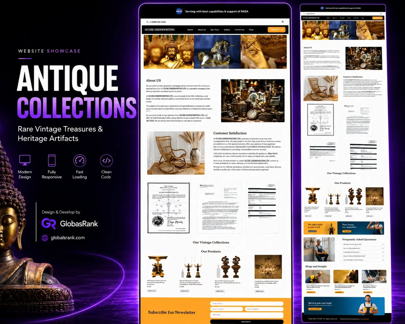 Antique Collections Website website design showcase
