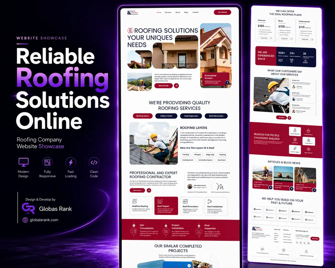 Roofing Company Website website design showcase